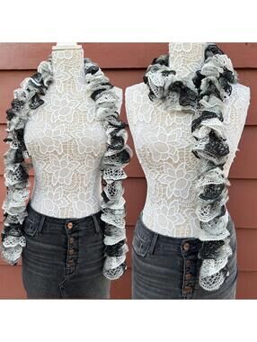 Monochrome Muse Ruffle Boa Scarf
